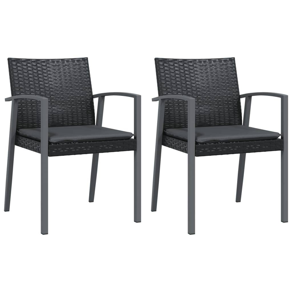 PANGIVO - Chaises de jardin rotin noir avec coussins 56,5 x 57 x 83 cm - PANGIVO - Image 2