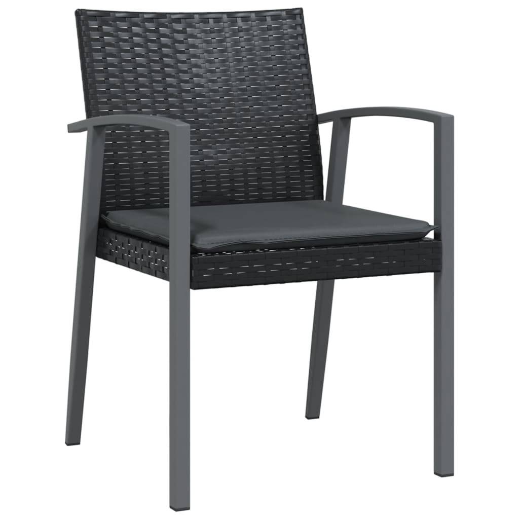PANGIVO - Chaises de jardin rotin noir avec coussins 56,5 x 57 x 83 cm - PANGIVO - Image 3