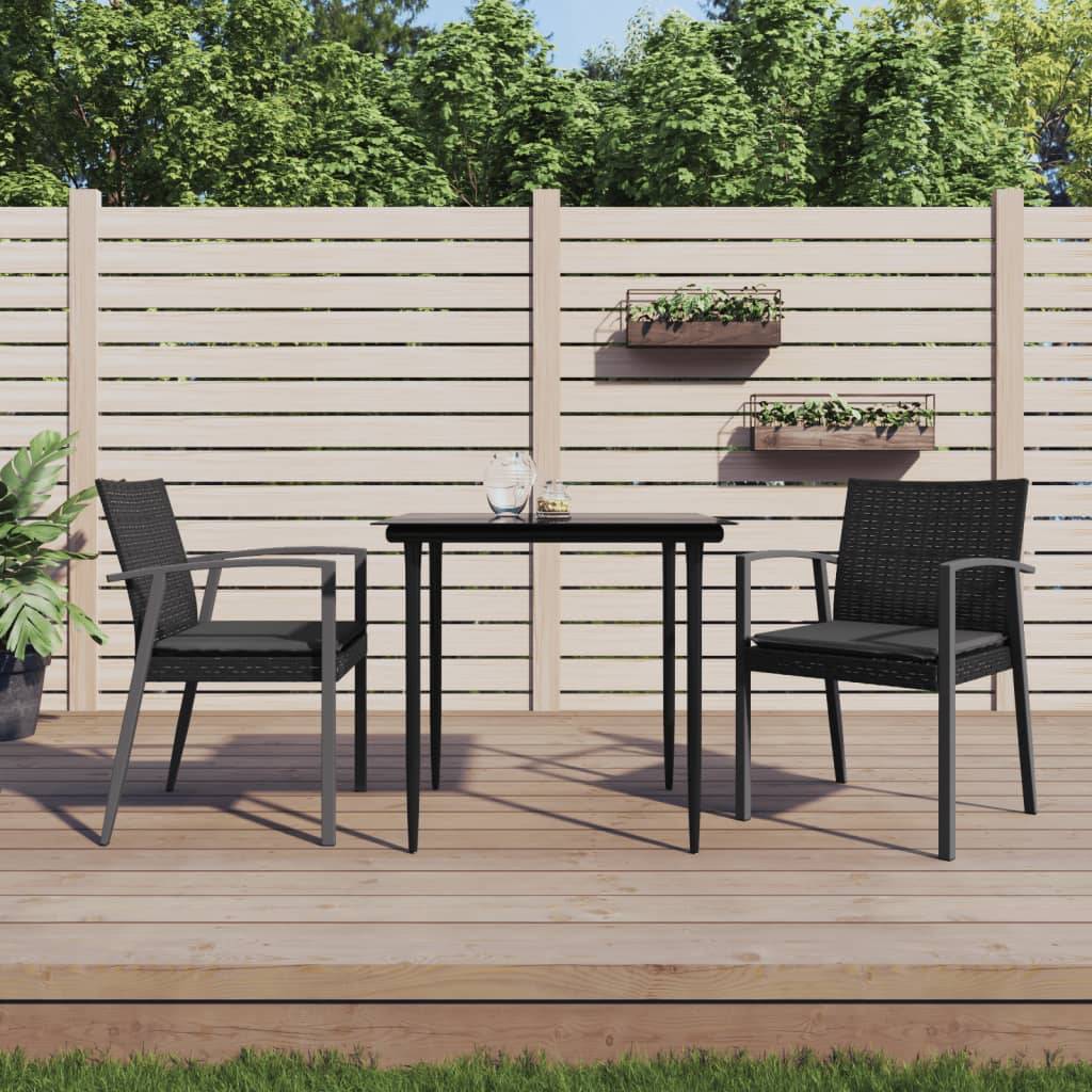 PANGIVO - Chaises de jardin rotin noir avec coussins 56,5 x 57 x 83 cm - PANGIVO - Image 1