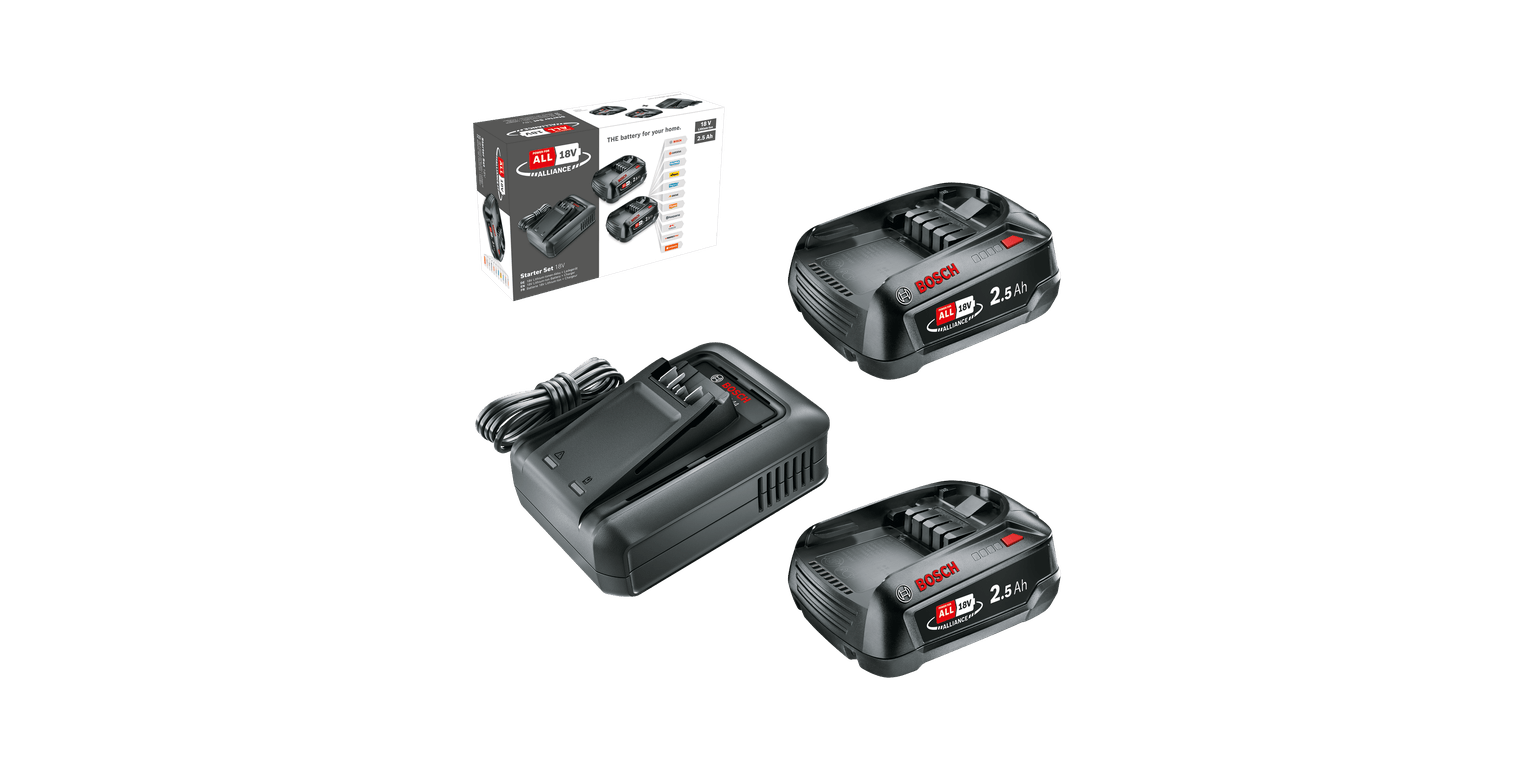 Bosch - Starter Set 18V - BOSCH VERT - 2 batteries 18V 2,5 Ah + chargeur - 1600A031T5