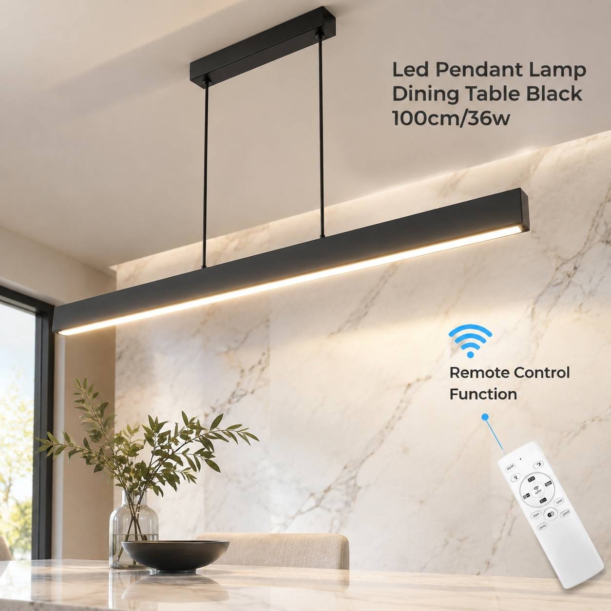 Suspension LED Dimmable Noire 100cm 36W Hauteur Reglable - Image 9