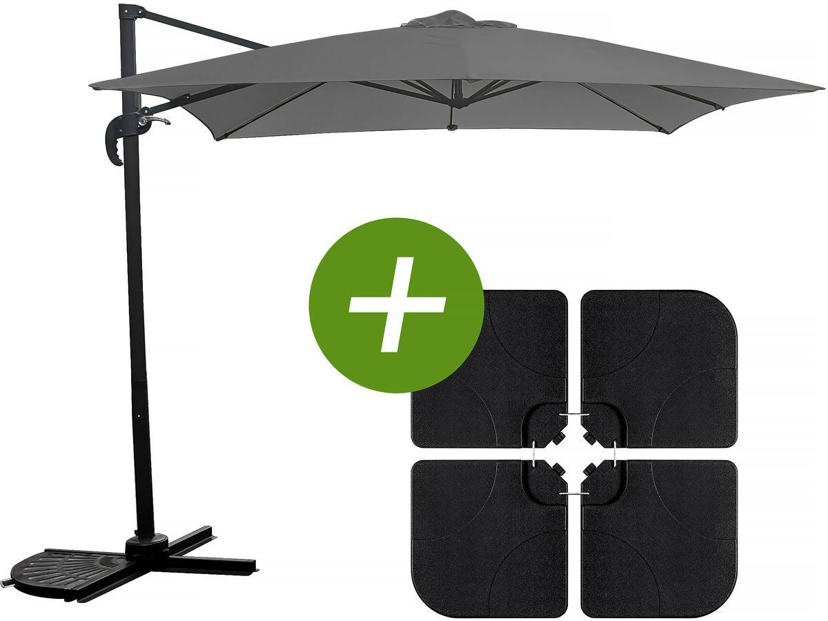 Habitat Et Jardin - Parasol Jardin Déporté "soleil" - Carré - 2.5 X 2.5 M - Gris + Dalles à Lester Incluses -habitat Et Jardin - Image 1