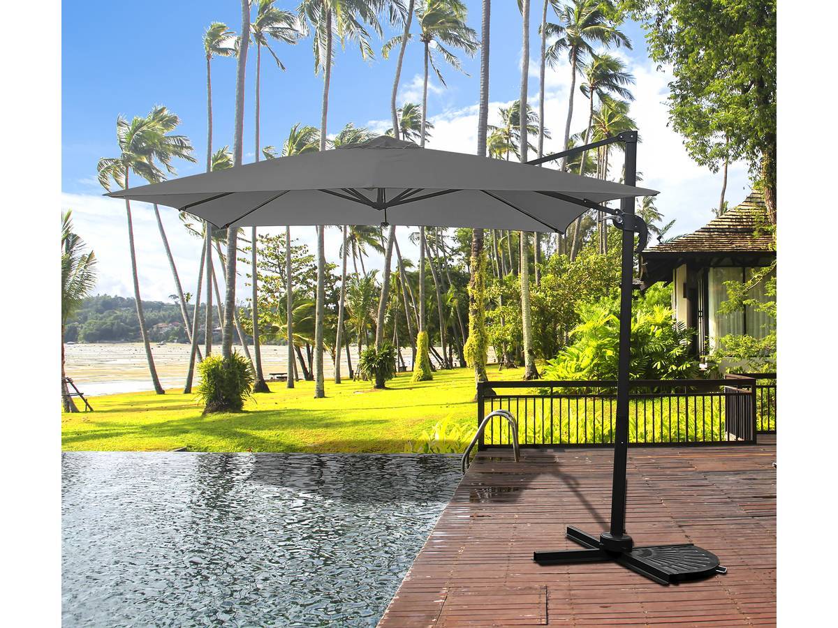 Habitat Et Jardin - Parasol Jardin Déporté "soleil" - Carré - 2.5 X 2.5 M - Gris + Dalles à Lester Incluses -habitat Et Jardin - Image 2