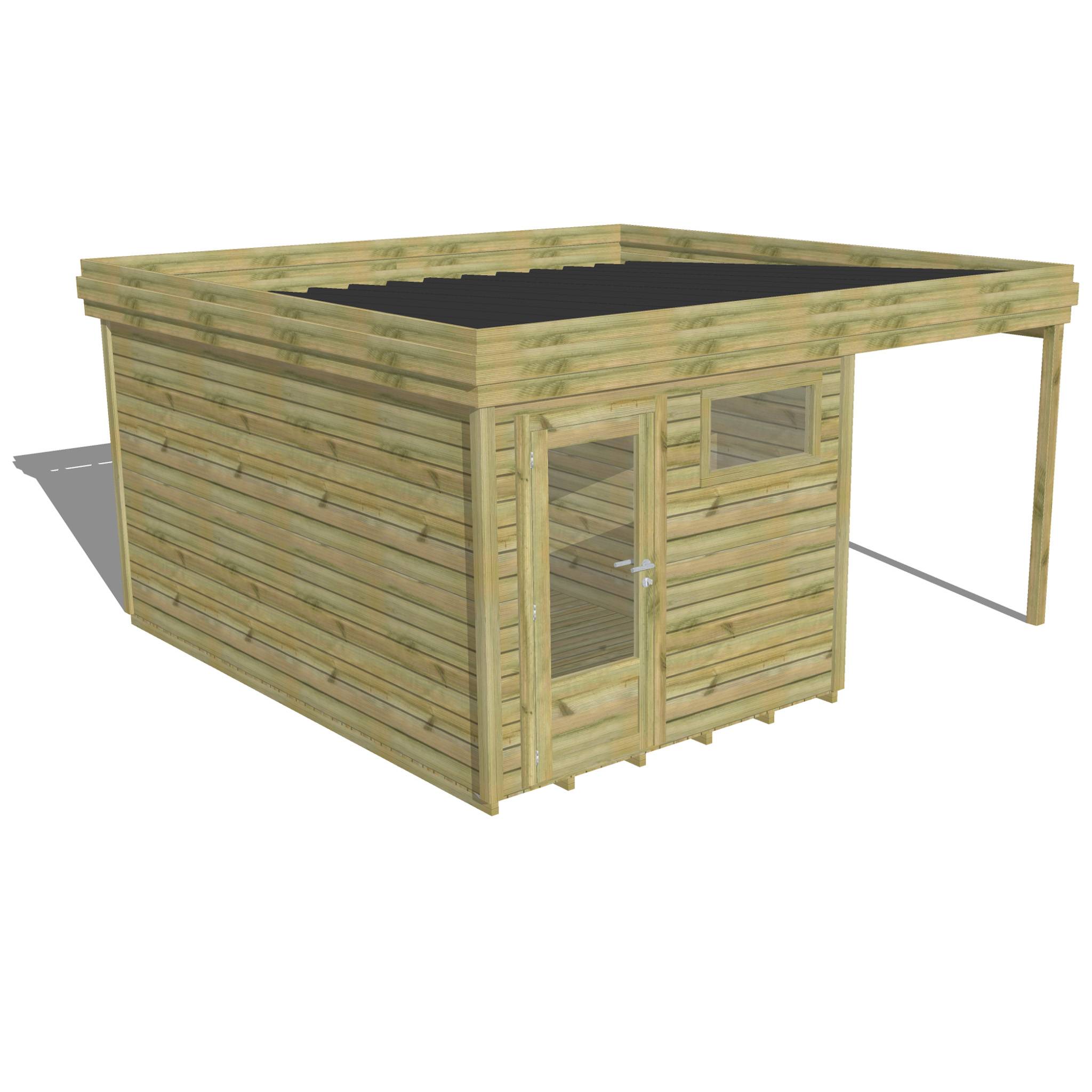 Abri Français - ABRI DE JARDIN bois  autoclave 27mm - 4,64x4,34m / 20m2 - Bac acier - Plancher bois
