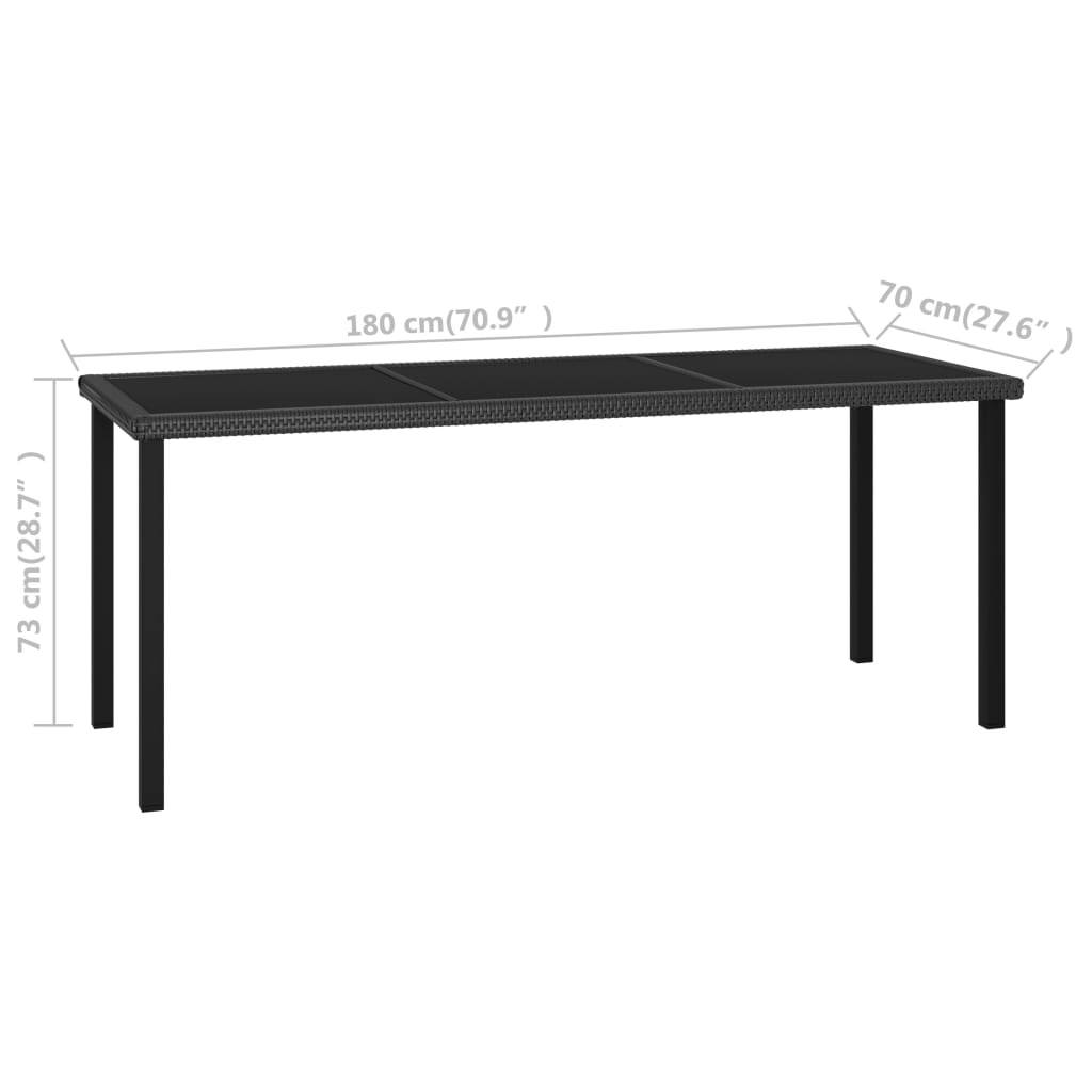Maison Chic - Table à dîner de jardin - Table d'extérieur - Table de jardin Noir 180x70x73 cm Résine tressée - Image 5