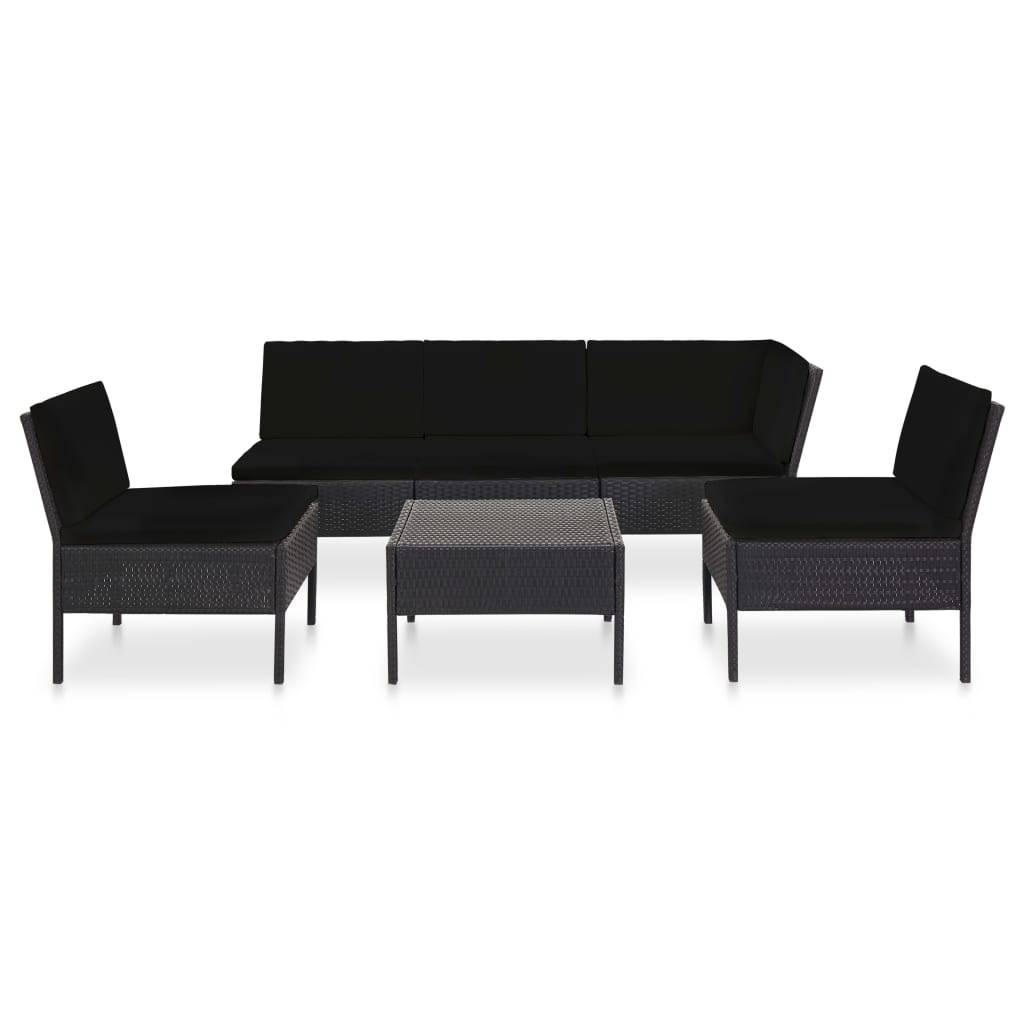 Vidaxl - Salon de jardin 6 pcs avec coussins résine tressée noir vidaXL 48937 - Image 2