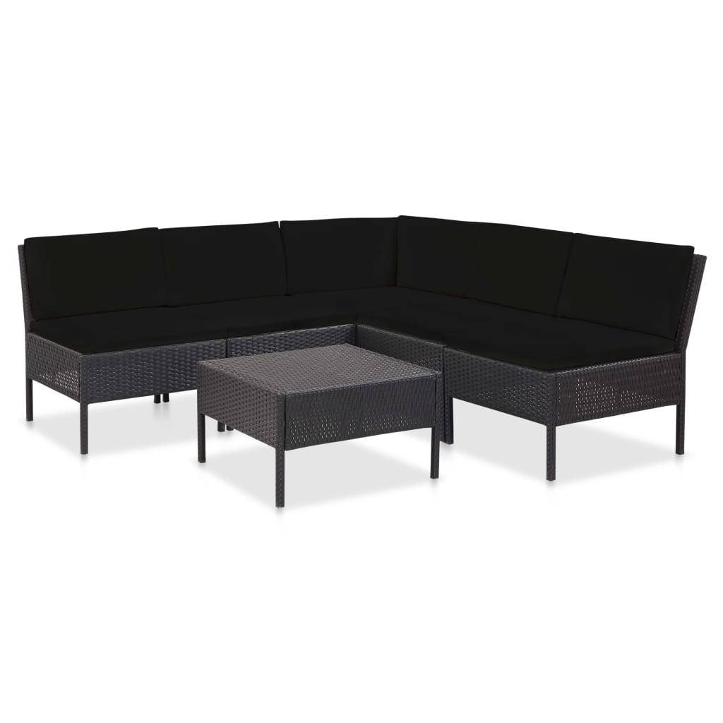 Vidaxl - Salon de jardin 6 pcs avec coussins résine tressée noir vidaXL 48937 - Image 1