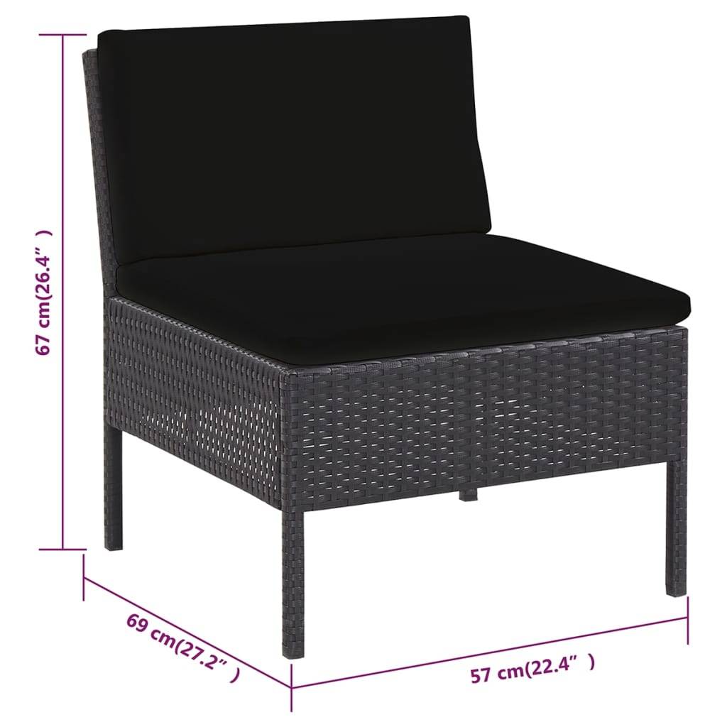 Vidaxl - Salon de jardin 6 pcs avec coussins résine tressée noir vidaXL 48937 - Image 3