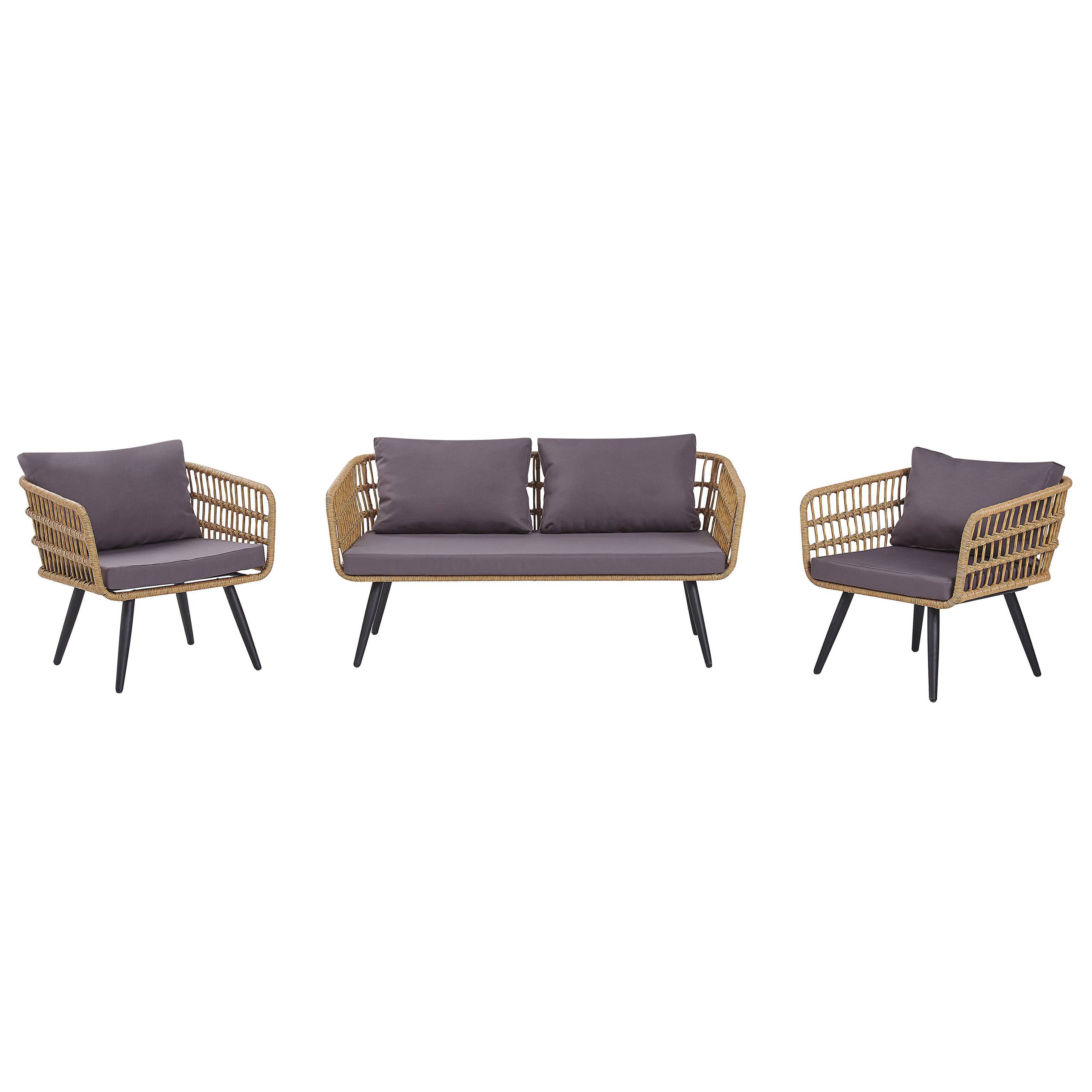 Beliani - Set de jardin, 4 Personnes Polyrotin Beige FOBELLO - Beliani - Image 3