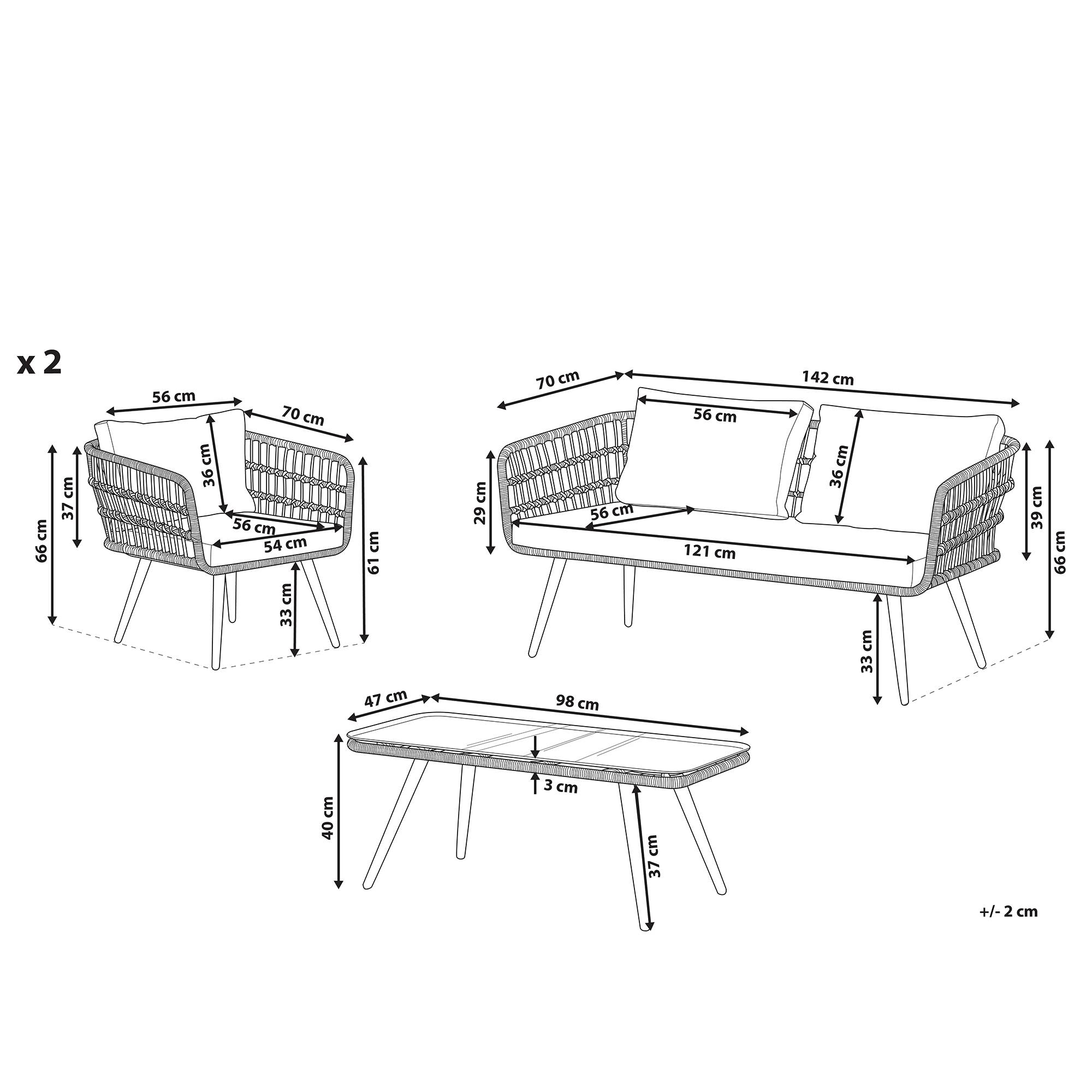 Beliani - Set de jardin, 4 Personnes Polyrotin Beige FOBELLO - Beliani - Image 2