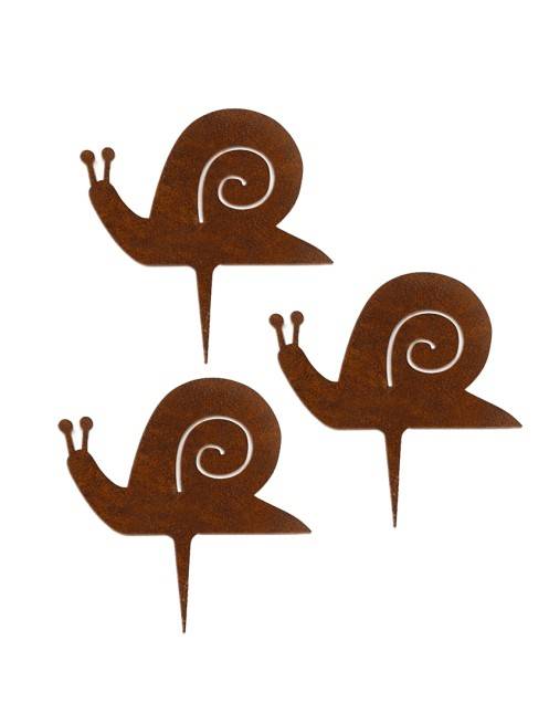 Lot de 3 Escargots Métal Acier Corten - madecoupesurmesure