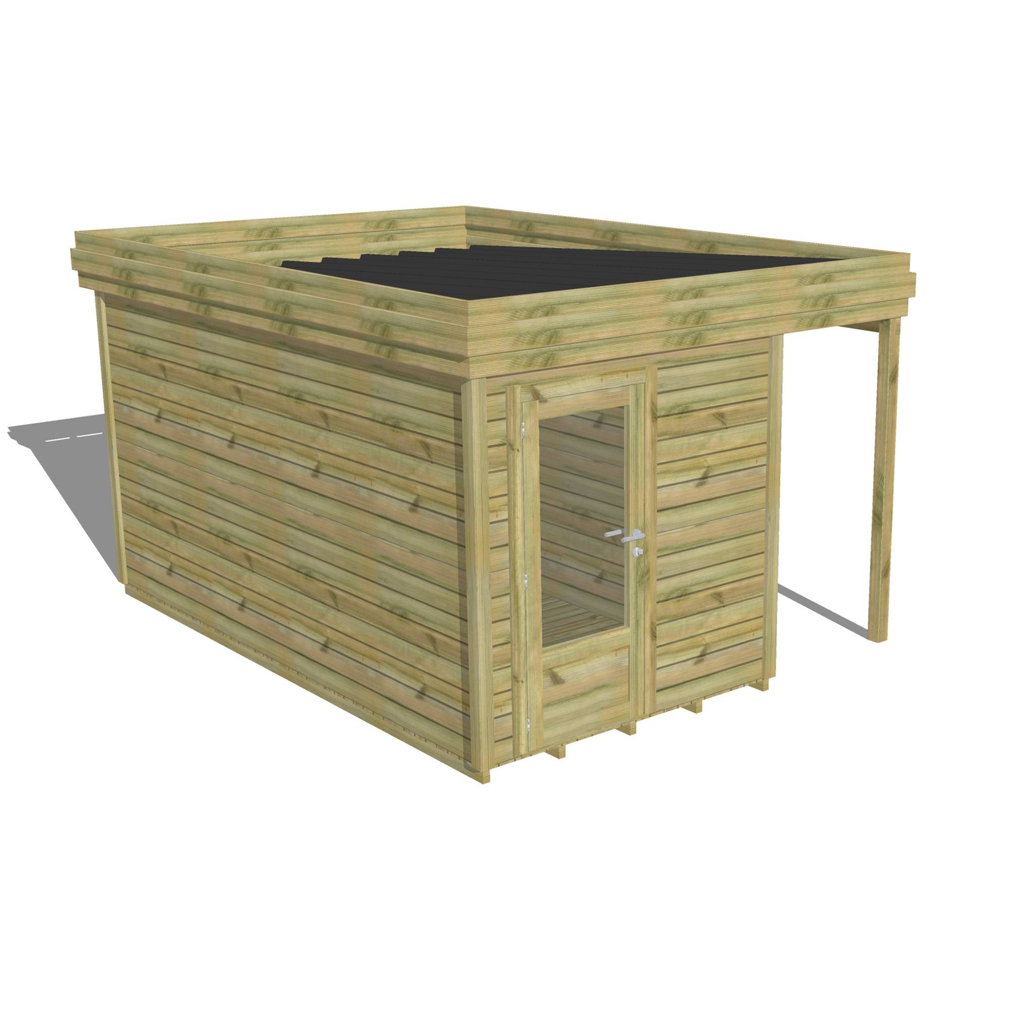ABRI DE JARDIN bois  autoclave 27mm - 3,14x4,34m / 14m2 - Bac acier - Plancher bois - Image 1