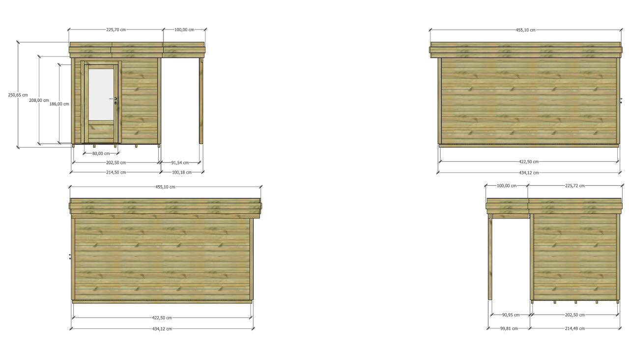 ABRI DE JARDIN bois  autoclave 27mm - 3,14x4,34m / 14m2 - Bac acier - Plancher bois - Image 4