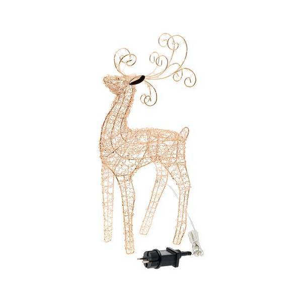 Lotti - Renne lumineux debout 3D métallique cuivré H47cm 100 micro LED blanc chaud 4,5V Lotti - Image 5