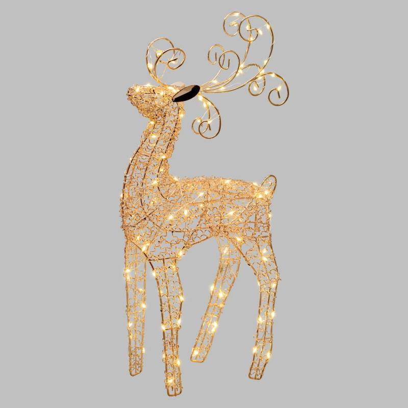 Lotti - Renne lumineux debout 3D métallique cuivré H47cm 100 micro LED blanc chaud 4,5V Lotti - Image 1