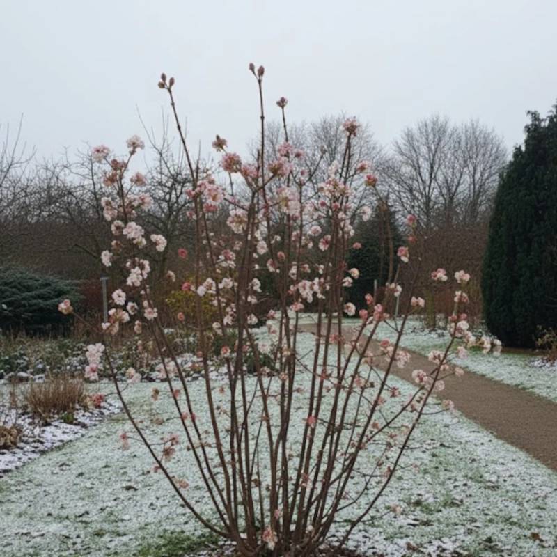Viorne d'hiver Dawn, Viburnum à fleurs Rose - feuillage Caduc - Pot de 3L - 40/60 cm-  hauteur à maturité De 2,50 m à 3,00 m - Image 2