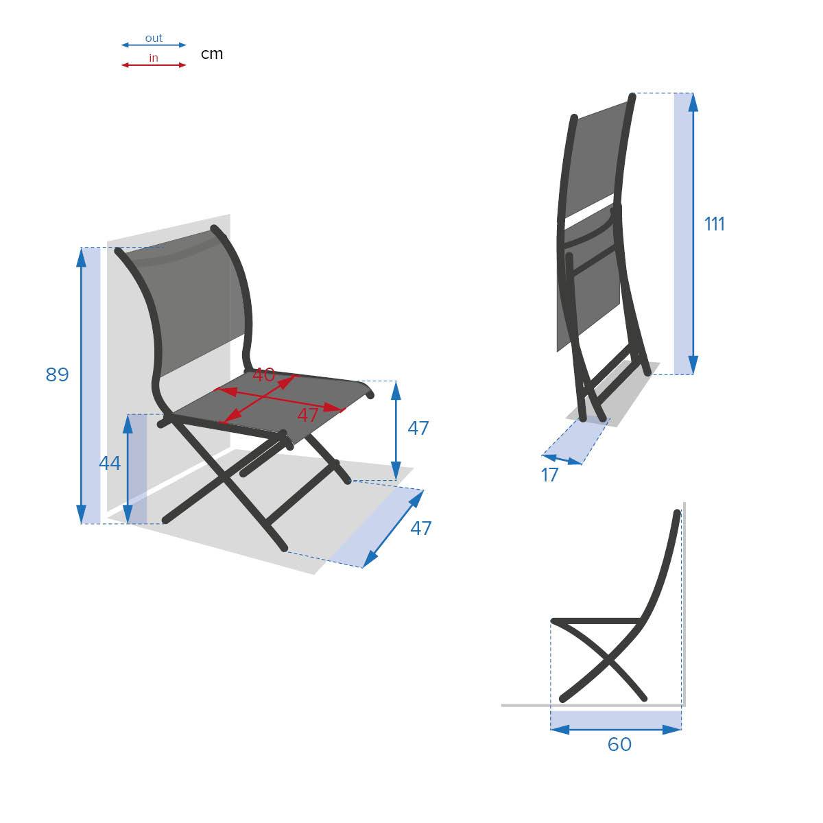 Hesperide - Lot de 4 chaises de jardin pliantes "Axant" anthracite & graphite en aluminium traité époxy Hespéride - Image 3