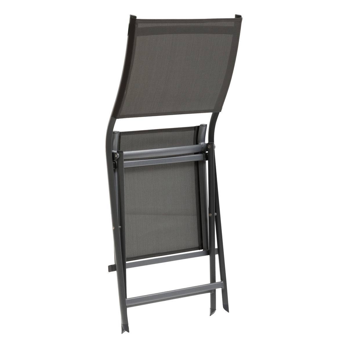Hesperide - Lot de 4 chaises de jardin pliantes "Axant" anthracite & graphite en aluminium traité époxy Hespéride - Image 2