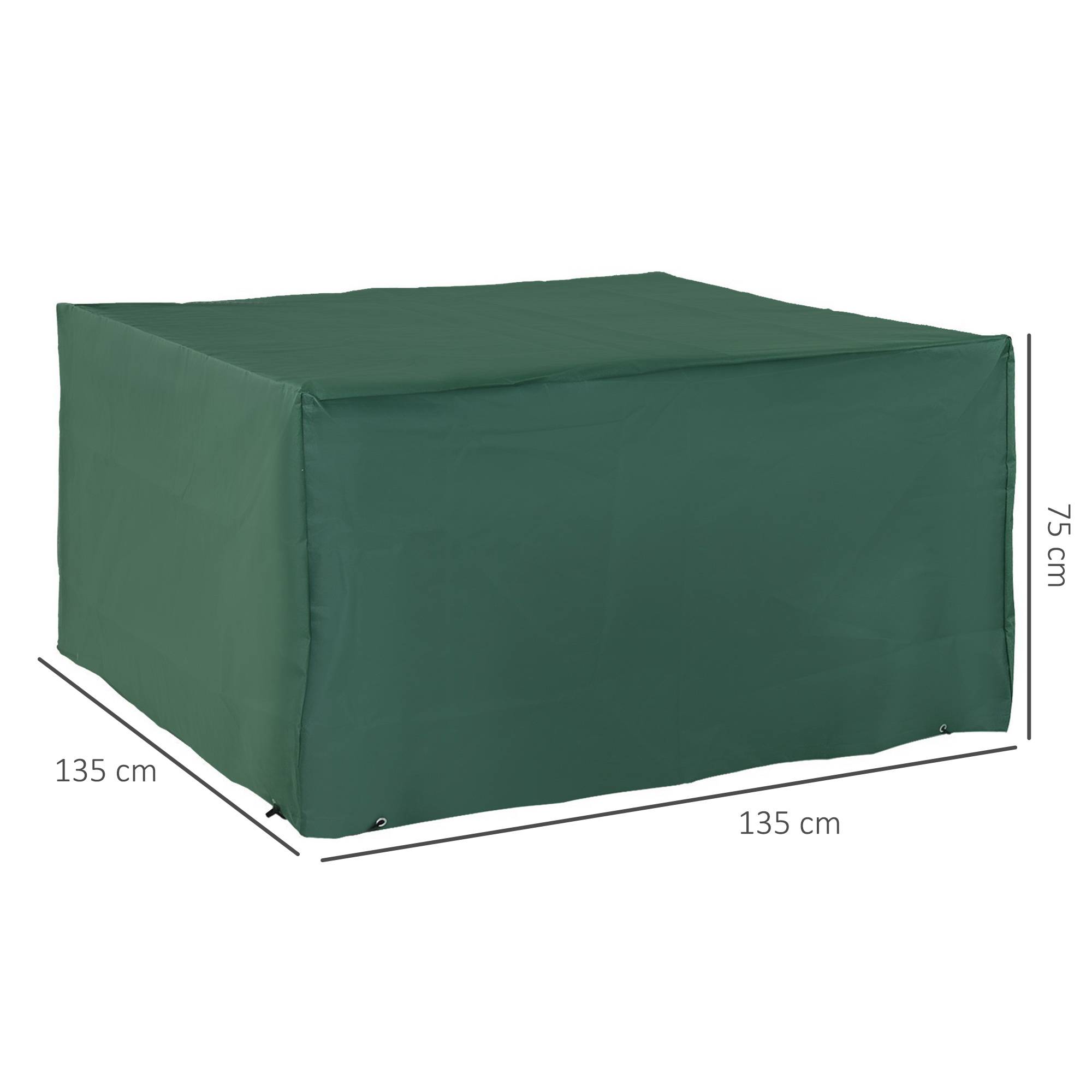 Housse de protection pour mobilier de jardin, tissu Oxford 600D, vert, 135 x 135 x 75 cm - Image 3