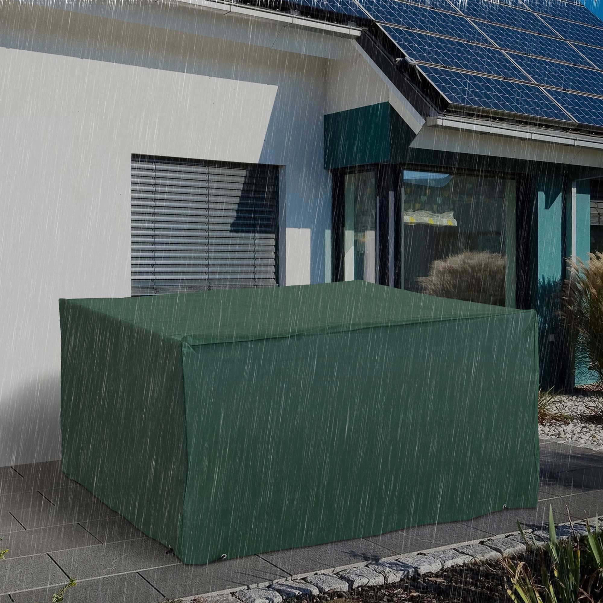 Housse de protection pour mobilier de jardin, tissu Oxford 600D, vert, 135 x 135 x 75 cm - Image 2