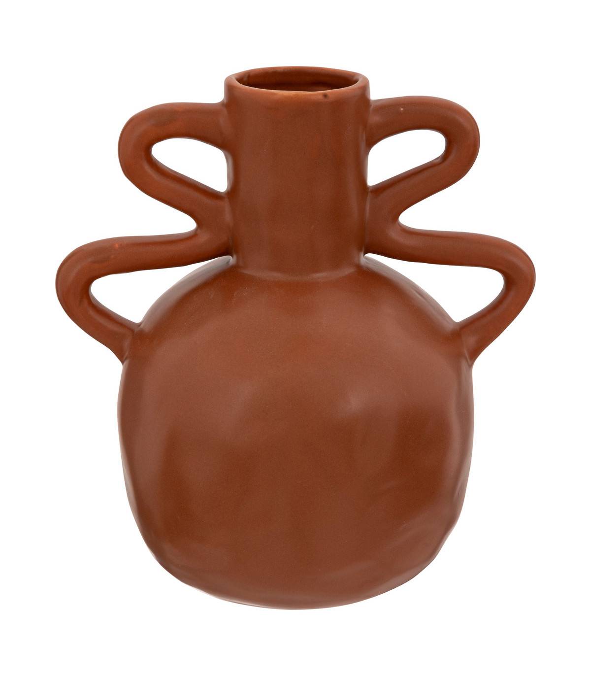 Atmosphera - Vase Amphore en Céramique Marron cannelle H 20 cm - Image 1