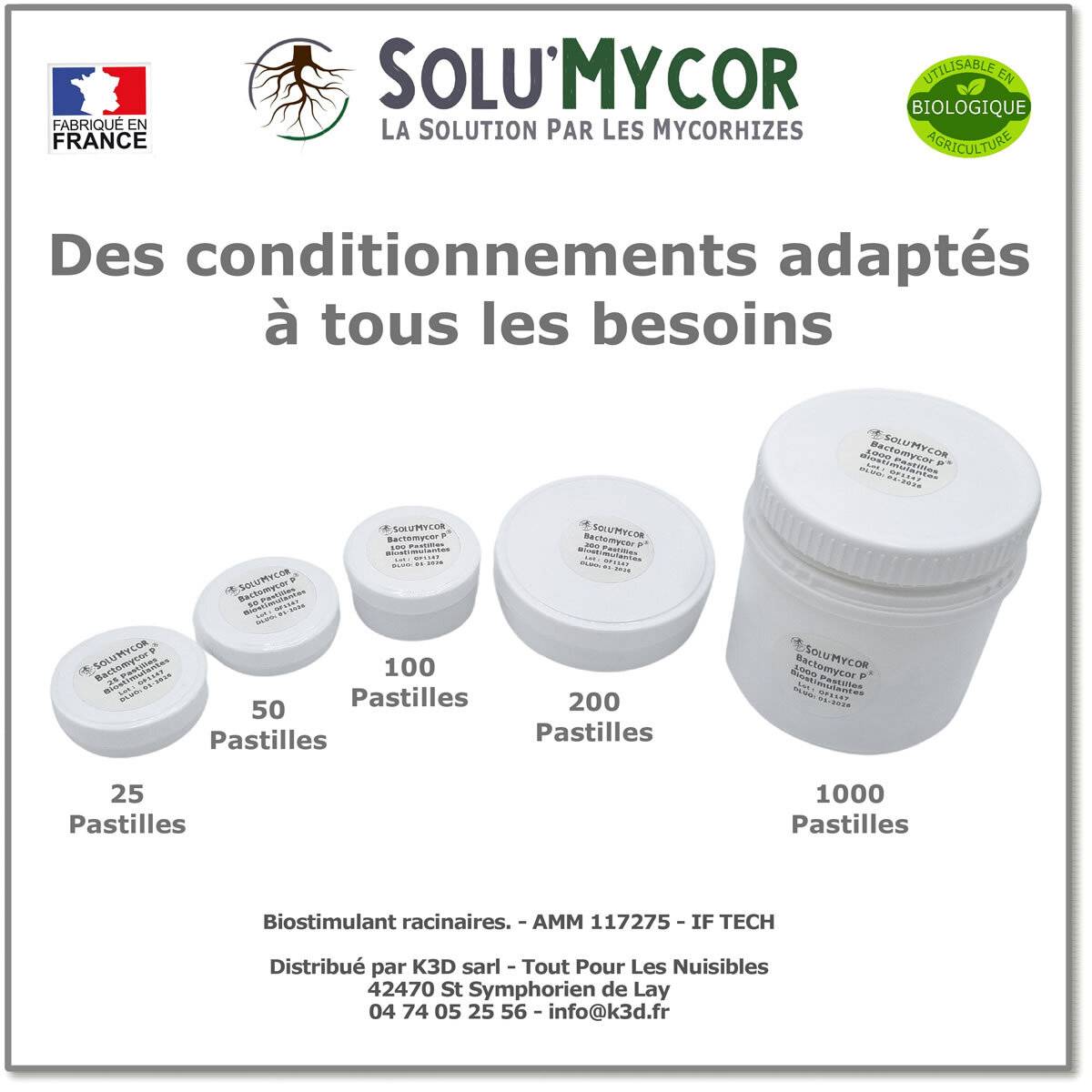 SoluMycor 200 Pastilles Biostimulantes Fleurs et graminees Semis Plantation Developpement racinaire - Image 2