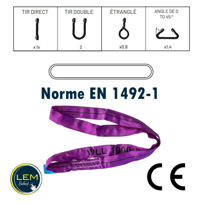 Sangle élingue ronde sans fin 3m - 1000kg - 1T - Violette - Image 2
