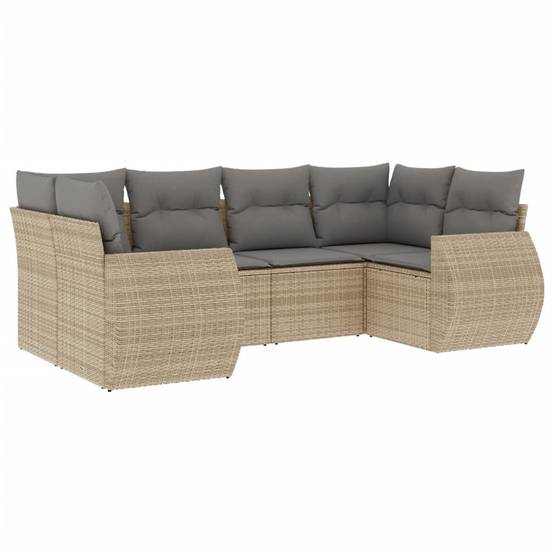 ComfortXL - Salon de Jardin Bas 6 Places Résine Tressée Beige avec Coussins Gris Clair pour Terrasse 6 Pièces – ComfortXL Outdoor Living - Image 2