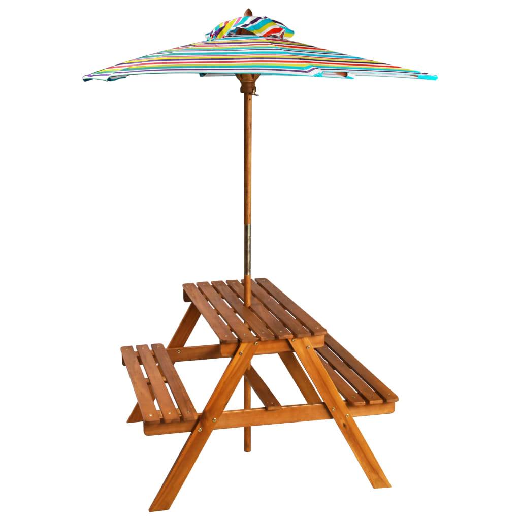 Vidaxl - Table à pique-nique et parasol enfants 79x90x60cm Acacia solide vidaXL 43990 - Image 2