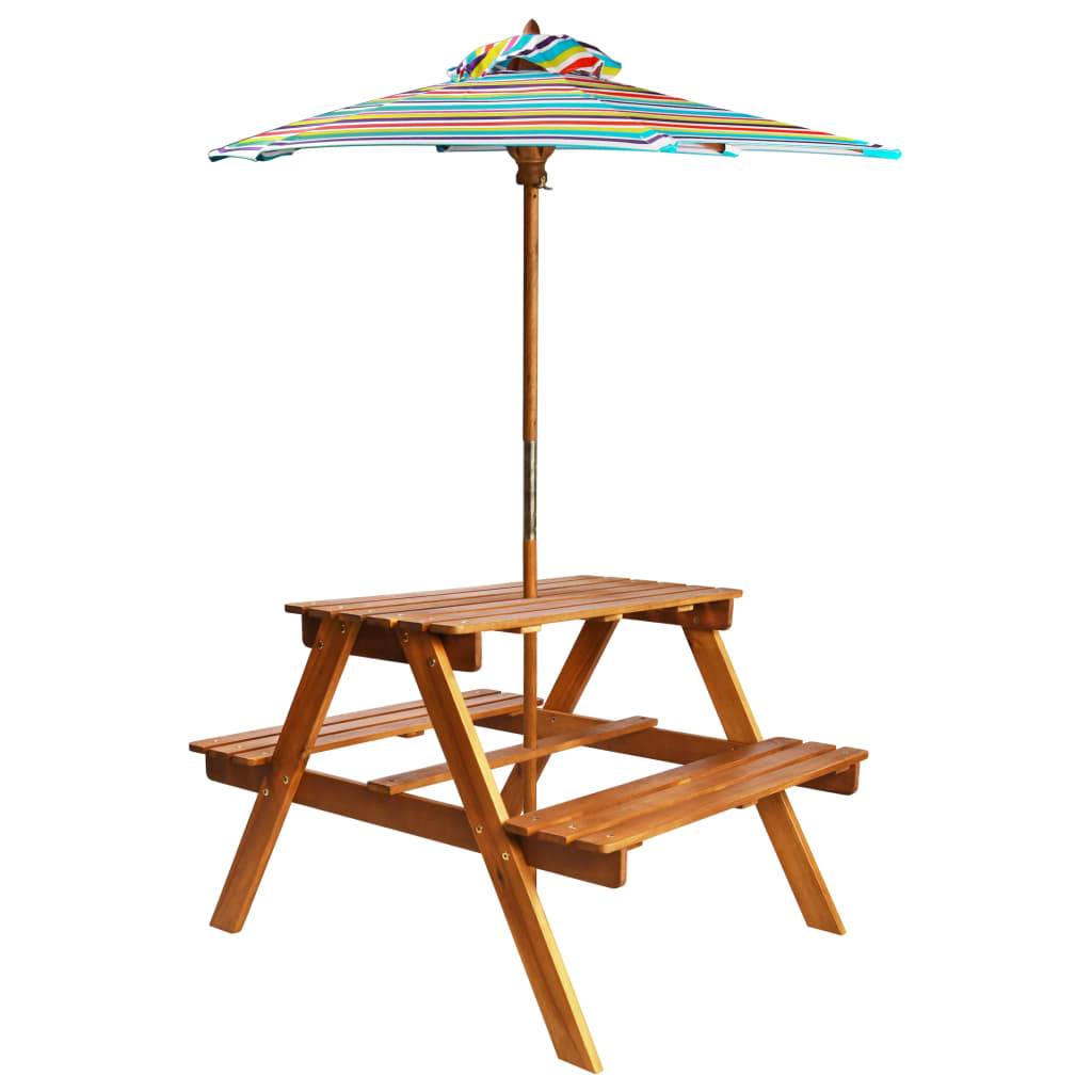 Vidaxl - Table à pique-nique et parasol enfants 79x90x60cm Acacia solide vidaXL 43990 - Image 1