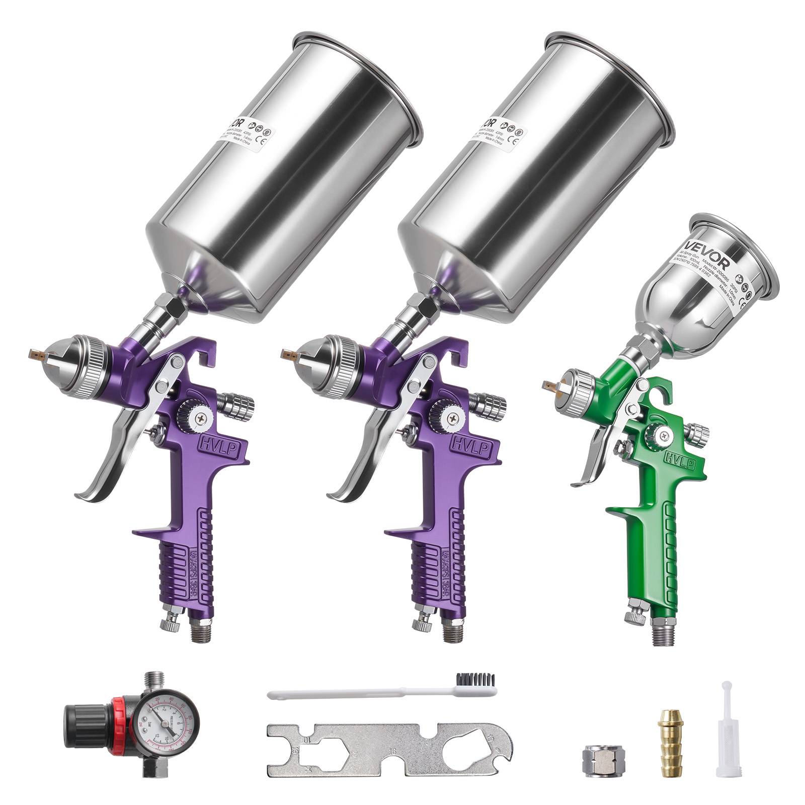 Vevor - VEVOR Kit pistolet pulvérisateur pneumatique par gravité, lot de 3 buses 1,0/1,4/1,8 mm, pour automobile, meubles, bricolage - Image 1