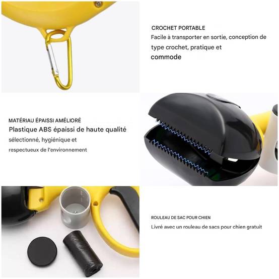 Pooper scooper hygiénique pour chiens jaune et noir pratique - Lytech - Image 6