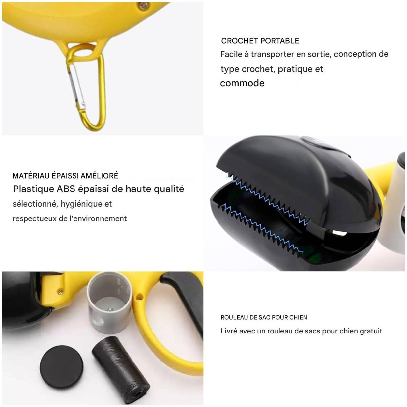 Pooper scooper hygiénique pour chiens jaune et noir pratique - Lytech - Image 6