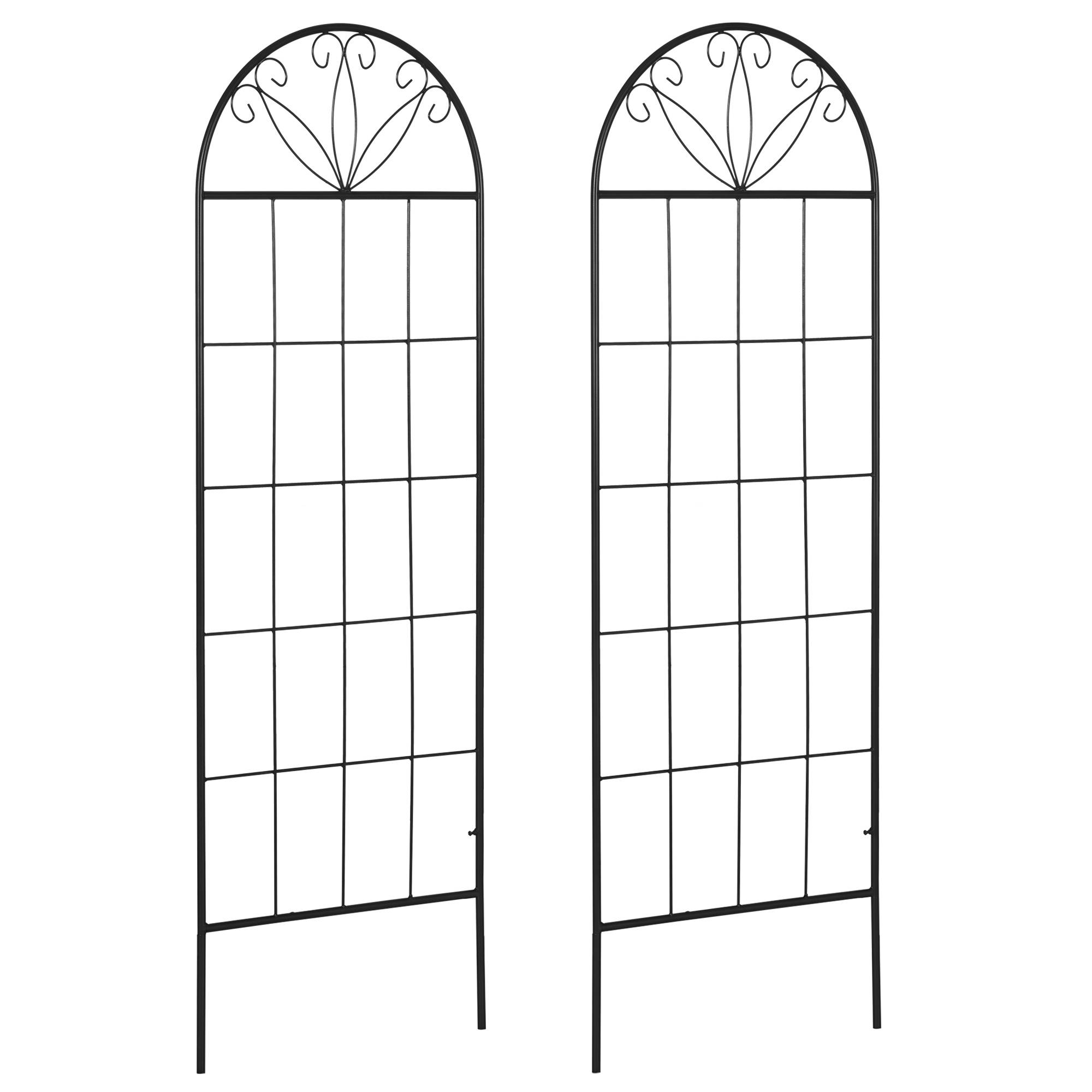 Treillis de jardin métal plantes grimpantes habillage mural décoratif lot de 2 noir - ComfortXL Outdoor Living - Image 1