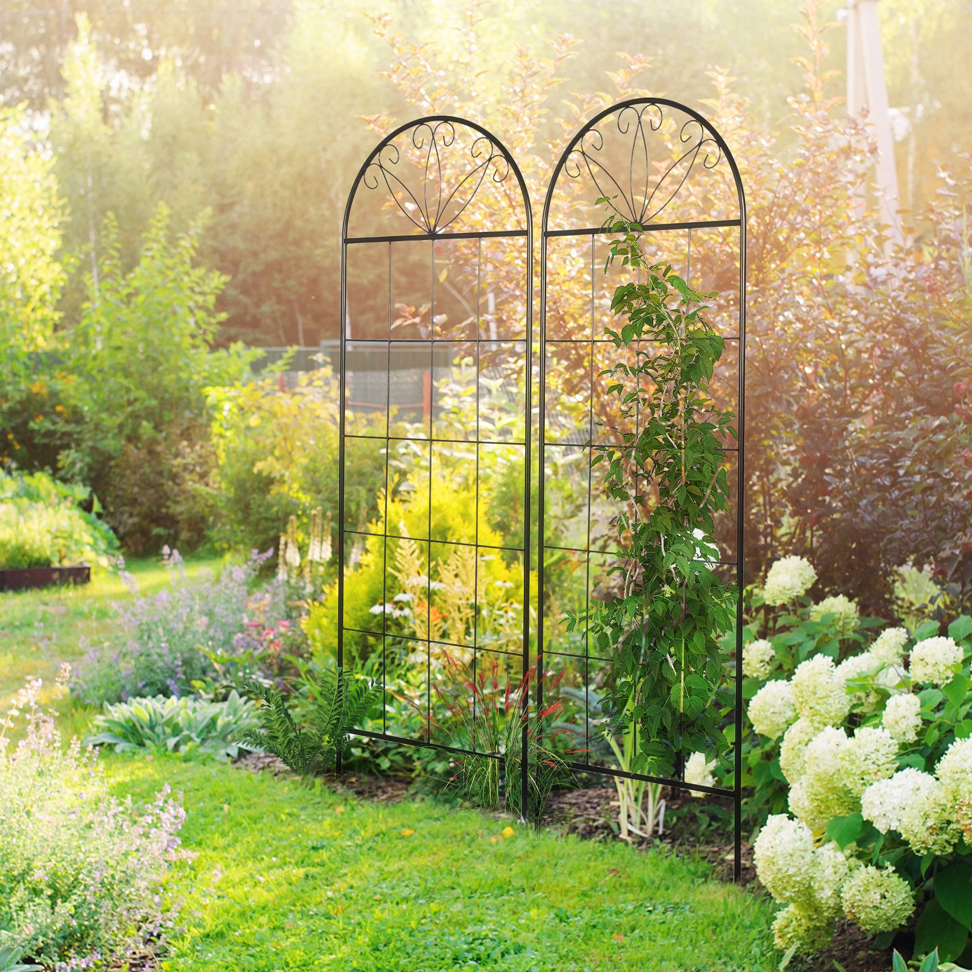 Treillis de jardin métal plantes grimpantes habillage mural décoratif lot de 2 noir - ComfortXL Outdoor Living - Image 3