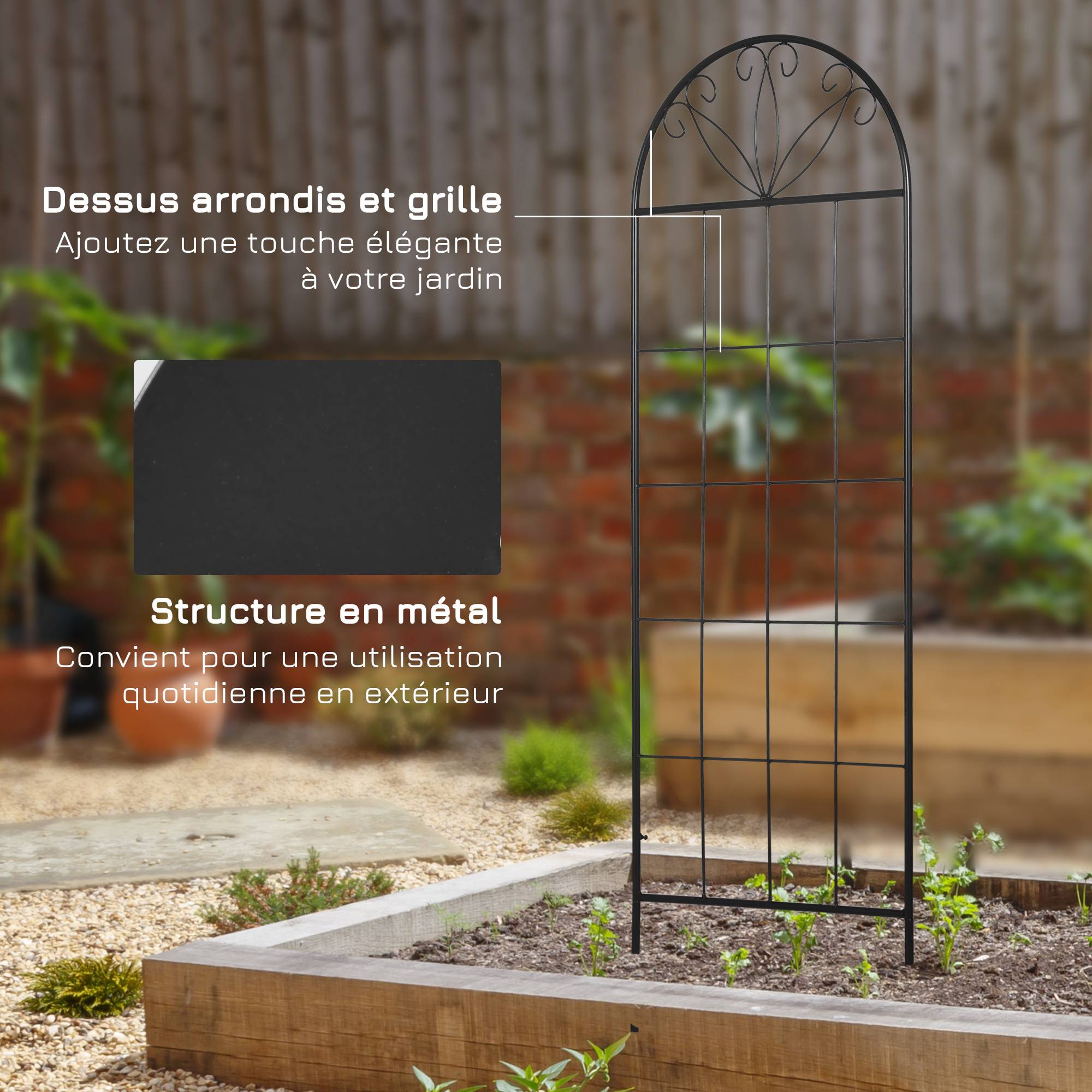 Treillis de jardin métal plantes grimpantes habillage mural décoratif lot de 2 noir - ComfortXL Outdoor Living - Image 8