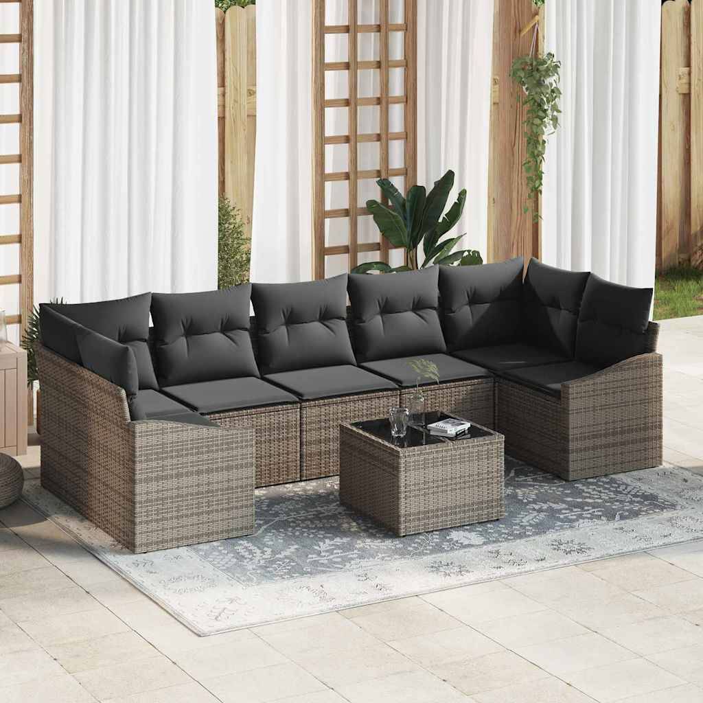 ComfortXL - Canapé Extérieur Spacieux 8 pcs Polyrotin avec Table et Sac Rangement Gris Contemporain – ComfortXL Outdoor Living - Image 1