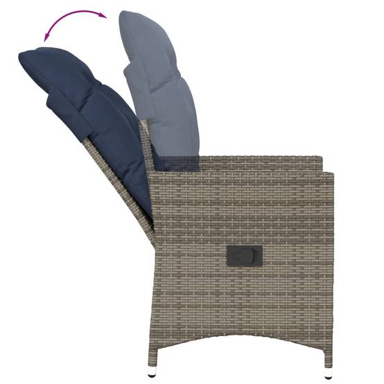 PANGIVO - Chaise de Jardin Inclinable Résine Tressée Grise 56 x 59 x 92 cm, Poids :10.3kg - PANGIVO - Image 7