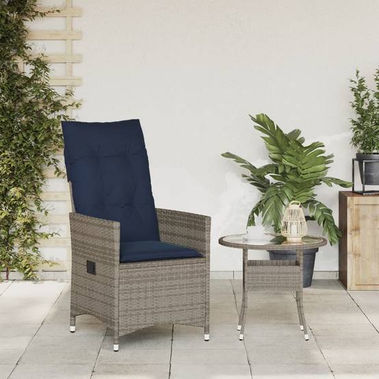 PANGIVO - Chaise de Jardin Inclinable Résine Tressée Grise 56 x 59 x 92 cm, Poids :10.3kg - PANGIVO - Image 3