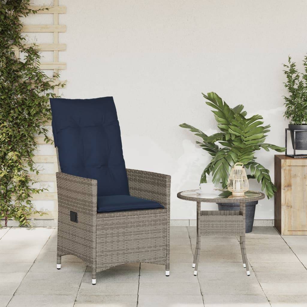 PANGIVO - Chaise de Jardin Inclinable Résine Tressée Grise 56 x 59 x 92 cm, Poids :10.3kg - PANGIVO - Image 3