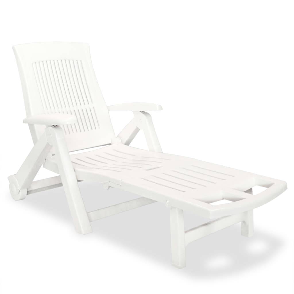 Vidaxl - Chaise longue avec repose-pied Plastique Blanc vidaXL 43586 - Image 1