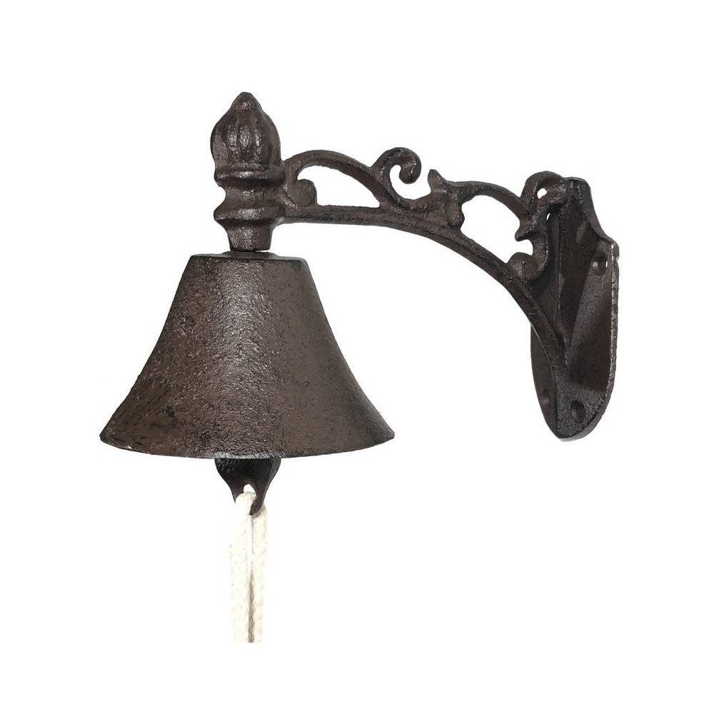 Cloche de jardin de porte ancienne en fonte marron 19 x10.5cm Chemin de campagne - Image 1