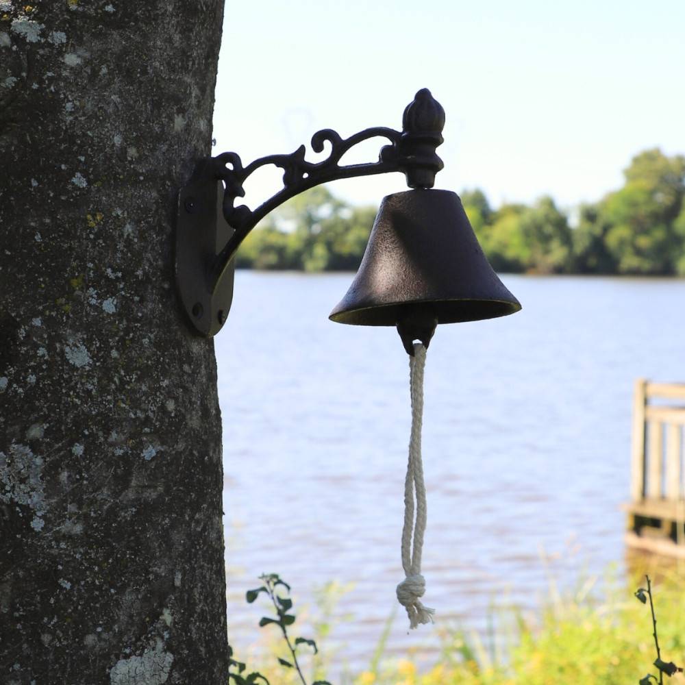 Cloche de jardin de porte ancienne en fonte marron 19 x10.5cm Chemin de campagne - Image 2
