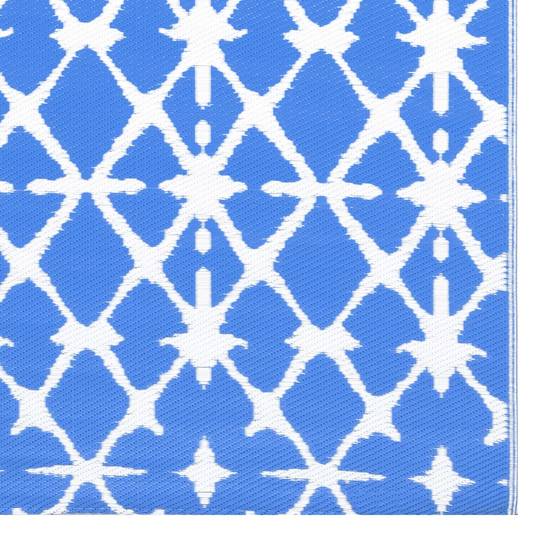 Tapis extérieur - Tapis de jardin - Tapis de terrasse Bleu et blanc 80x150 cm PP - Image 5
