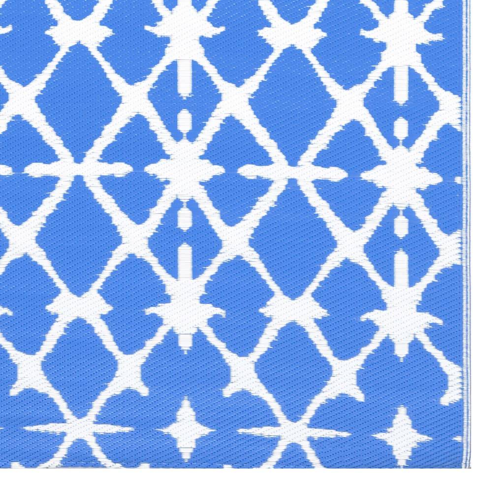 Tapis extérieur - Tapis de jardin - Tapis de terrasse Bleu et blanc 80x150 cm PP - Image 5