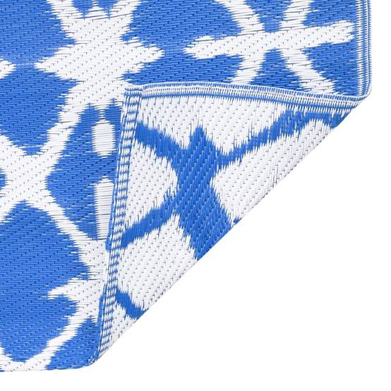 Tapis extérieur - Tapis de jardin - Tapis de terrasse Bleu et blanc 80x150 cm PP - Image 6