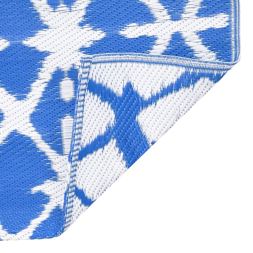Tapis extérieur - Tapis de jardin - Tapis de terrasse Bleu et blanc 80x150 cm PP - Image 6