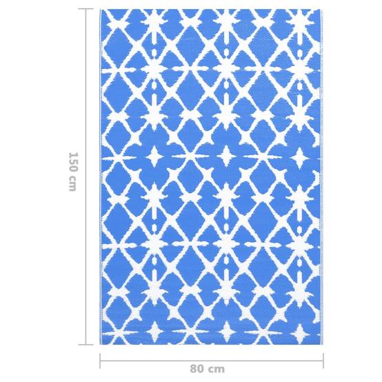 Tapis extérieur - Tapis de jardin - Tapis de terrasse Bleu et blanc 80x150 cm PP - Image 7