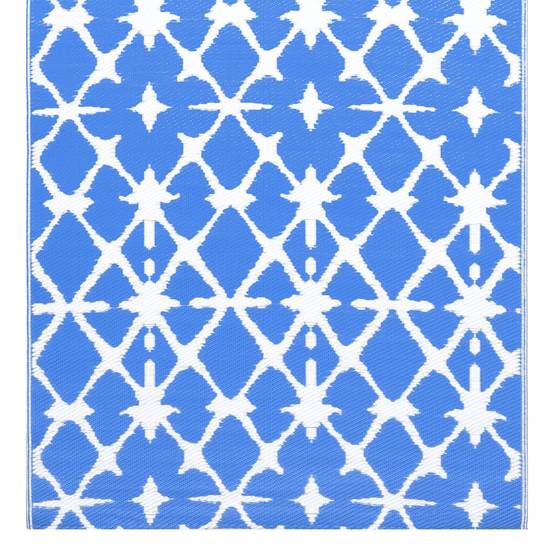Tapis extérieur - Tapis de jardin - Tapis de terrasse Bleu et blanc 80x150 cm PP - Image 4