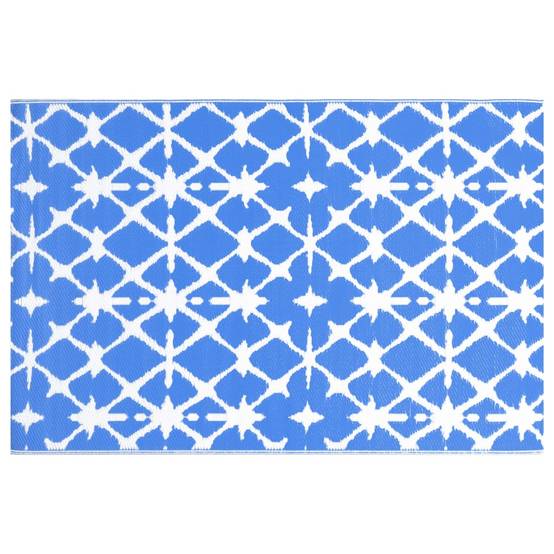 Tapis extérieur - Tapis de jardin - Tapis de terrasse Bleu et blanc 80x150 cm PP - Image 3